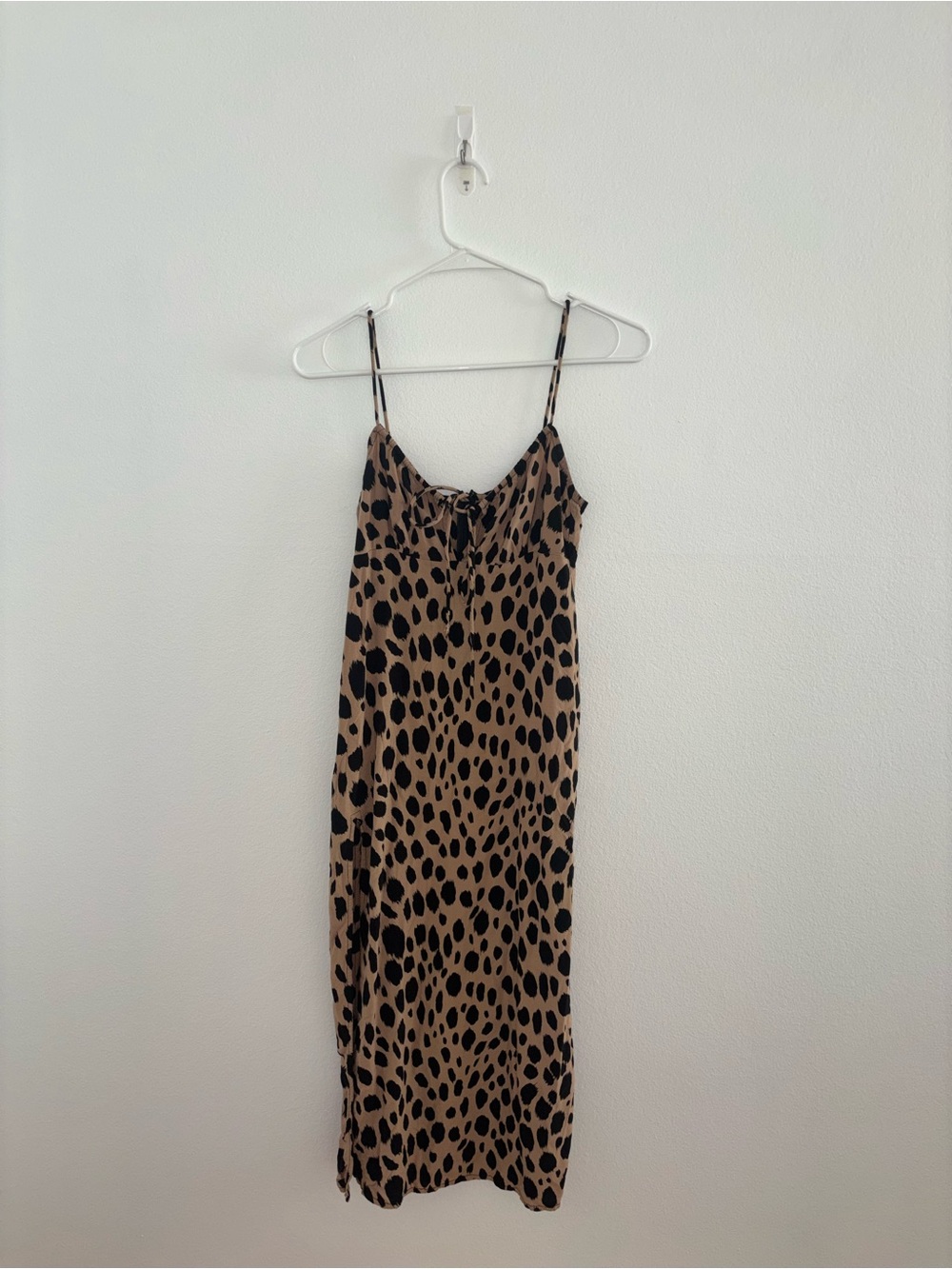 Leopard Print Slip Midi Dress - Brown & Black